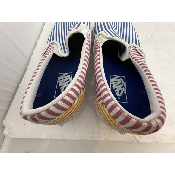 Vans unisex striped blue red Yellow slip on sneakers size MENS 7 WOMENS 8.5 - Picture 7 of 8